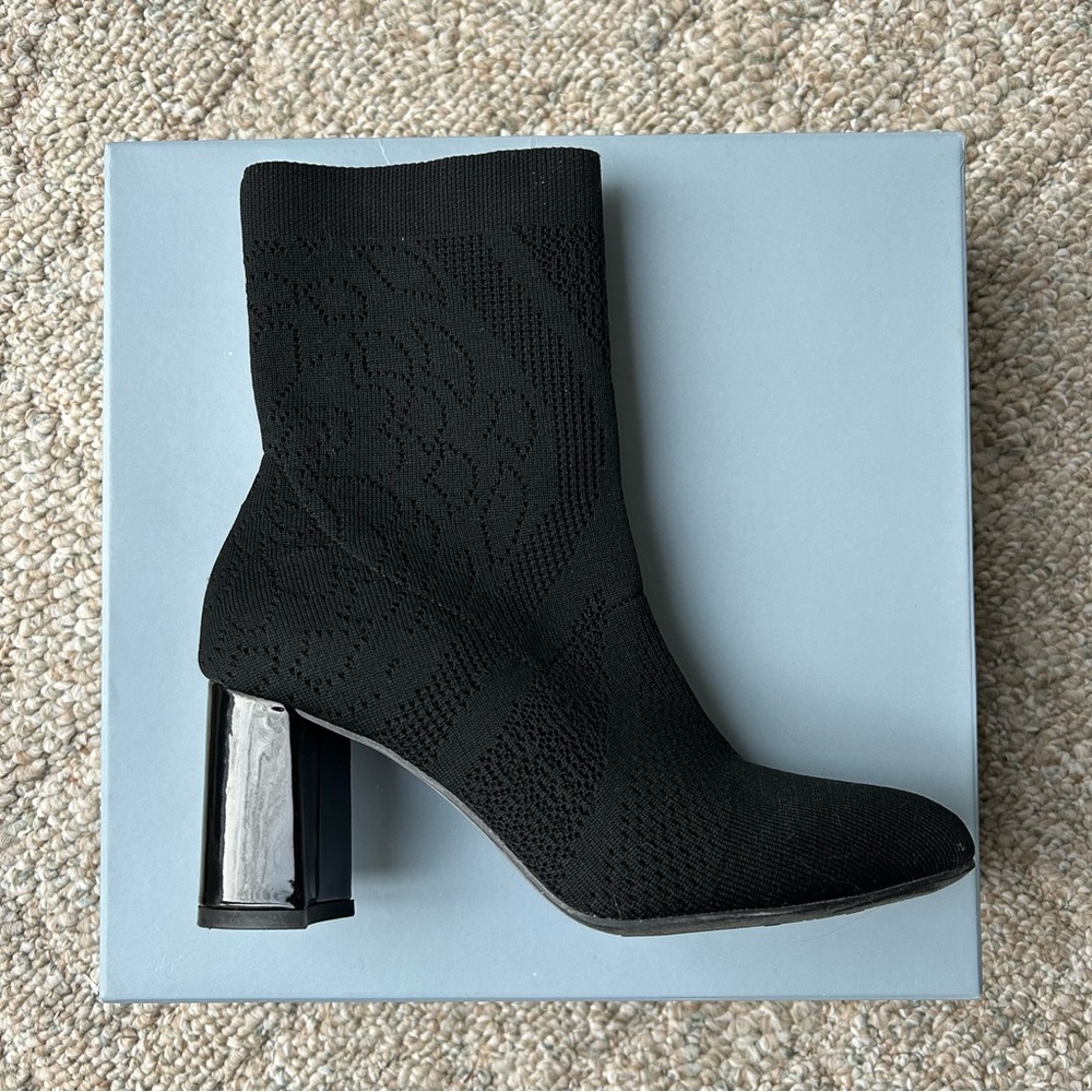 Stretch Lace Boot Block Heels